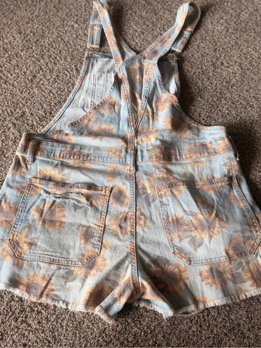 Sunflower Print Denim Overall Dungarees - Picture 10 of 13